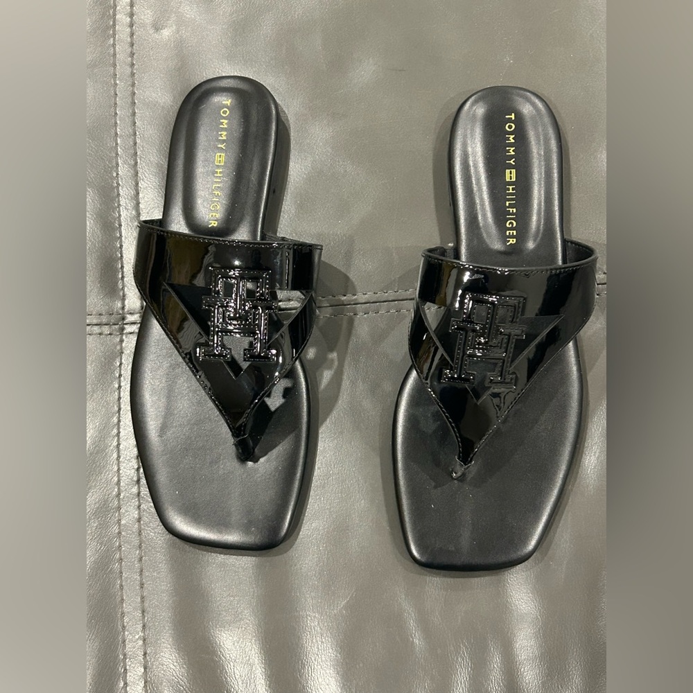 Tommy Hilfiger Glossy Black Women's Sandals